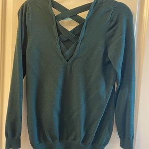 Forrest green sweater with cross cross back design!! Barely worn and good shape